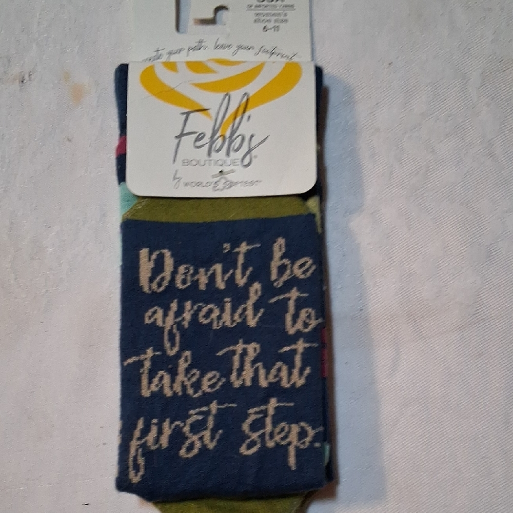 Awake Navy Blue and Olive Green Inspirational Crew Socks